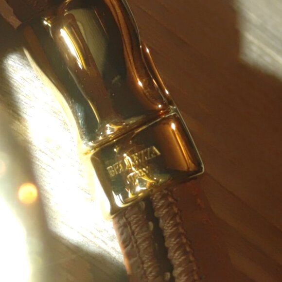 Bracelet Bellezza Italy Knot Brown Leather Gold Tone Magnetic Closure Stamped - Picture 9 of 11